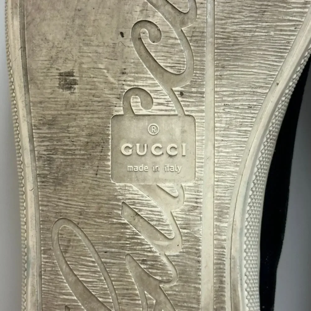 VGUC Gucci Navy Blue GG Imprime Sneakers Guccisima Canvas Leather UK 10 US 10.5